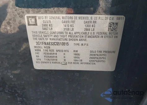 2012 Cadillac Srx Luxury Collection z USA, uszkodzony, nr VIN 3GYFNAE32CS510815